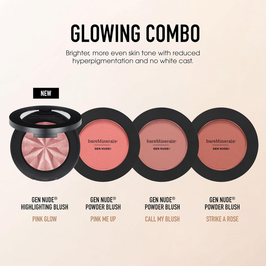 bareMinerals Gen Nude Highlighting Blush, 2-in-1 Blush & Highlighter Hybrid, Silky Blendable Face Makeup, All-Day Wear, Luminous Finish, Talc-Free, Vegan